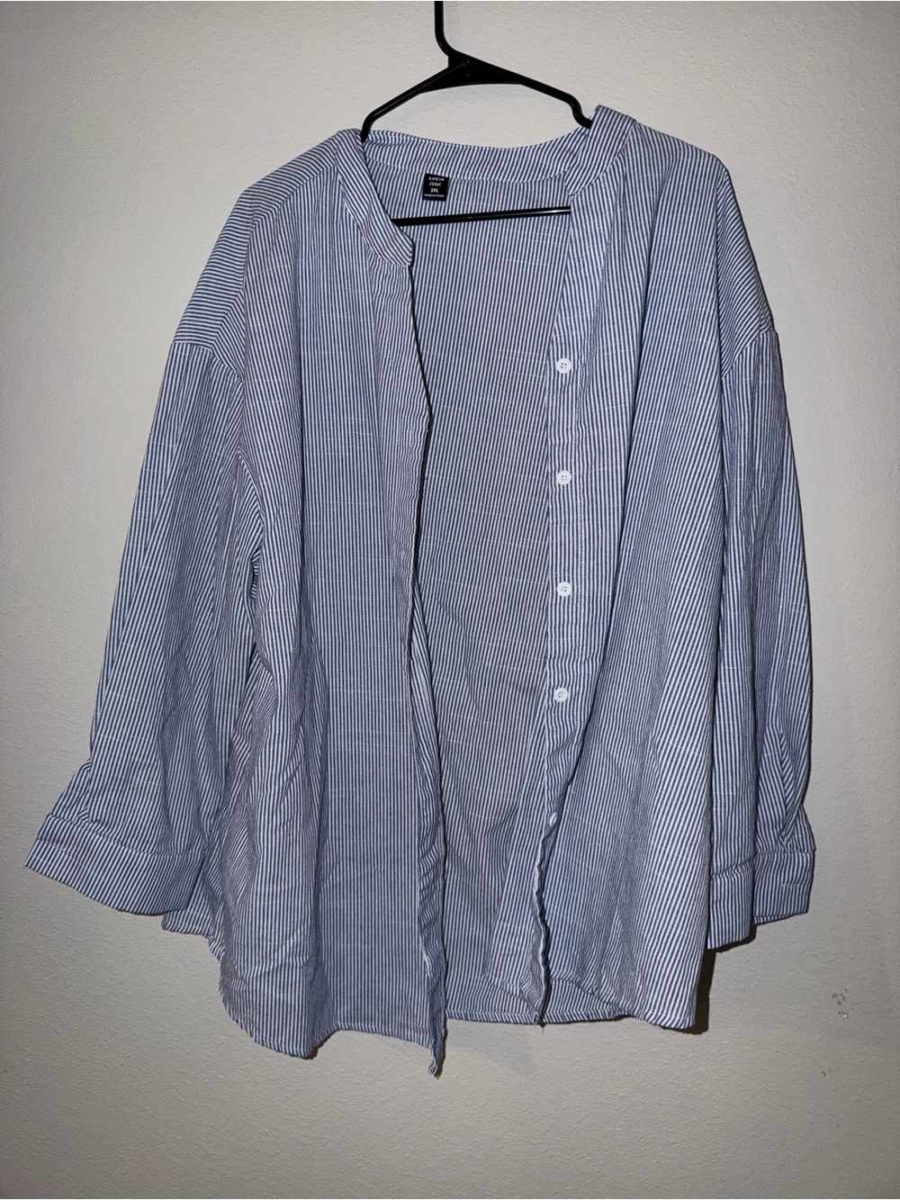 Relaxed Stripe Button-Down Shirt - Blue/White